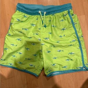 Kids Swim Trunks with Shark Print - Green
